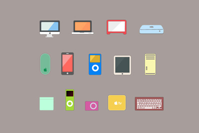 Иконки мобильных устройств в стиле flat