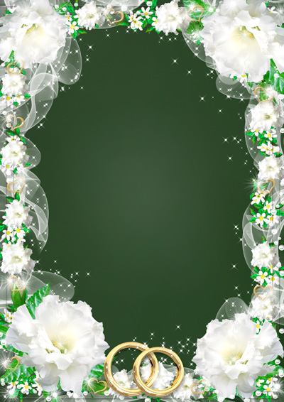 Свадебная рамка с белыми цветами