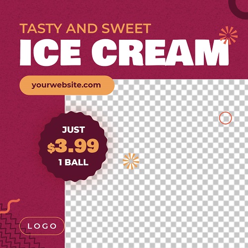 Макет для рекламы кафе-мороженого