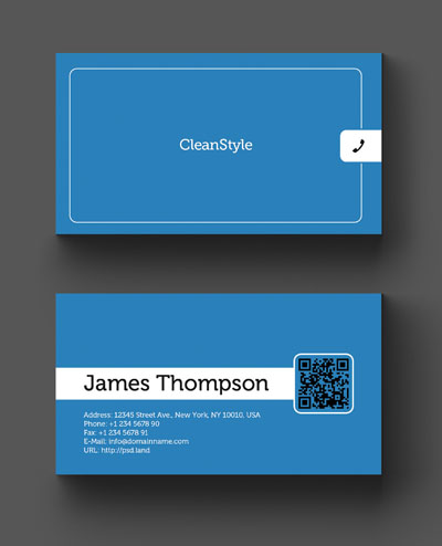 Макет визитки синего цвета, рамка с закругленными краями