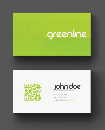 Макет визитки с зеленым фоном