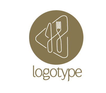 Логотип для кафе или ресторана с вилкой и ножом