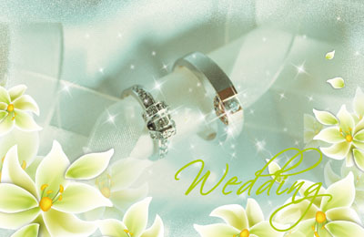 Свадебный макет с кольцами и цветами