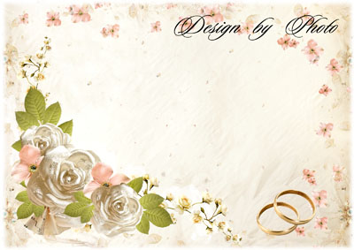 Свадебная рамка с кольцами и розами