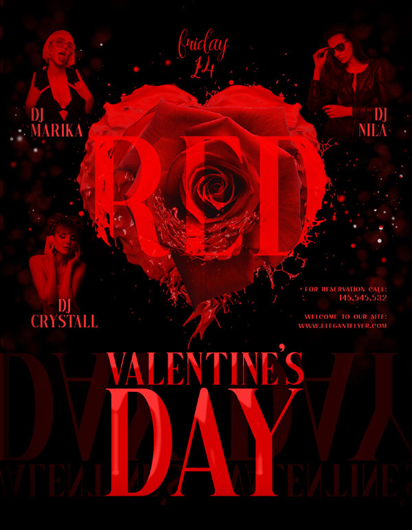 Кровавая открытка с красной розой на день святого Валентина