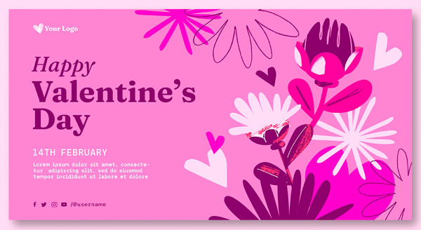 Розовая открытка с цветами на день святого Валентина