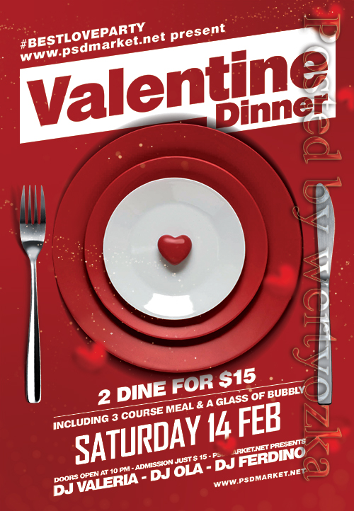 Макет для вечеринки, праздничного ужина на день святого Валентина с тарелками