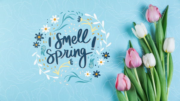 Весенняя открытка с тюльпанами к 8 марта