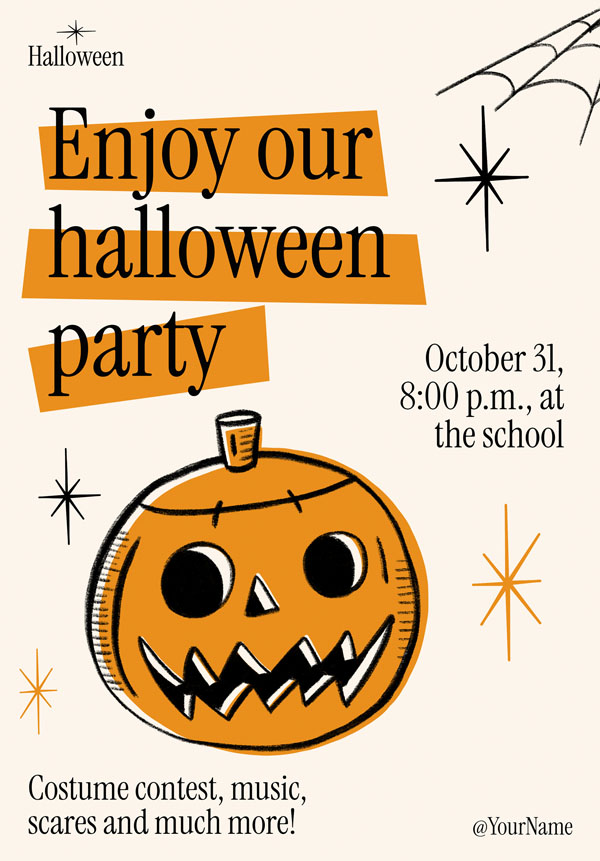 Постер для Halloween вечеринки в старом рисованном стиле
